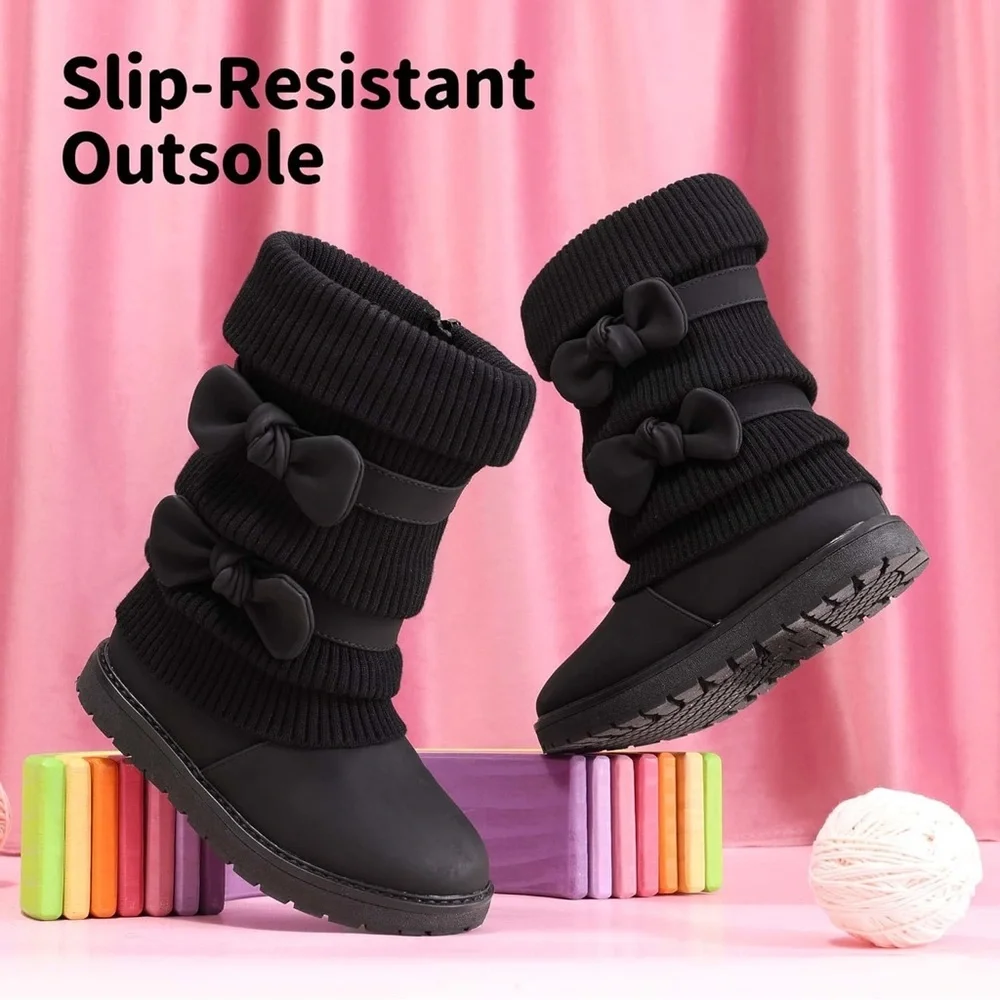 Dream Pairs Girl's Winter Snow Boots w/ Faux Fur Lining & Bowknot Design | NEW🖤